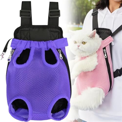 Furry Pawsy-Tragetasche, vordere Brusttasche für Katzen, Rucksack-Tragetasche für kleine Hunde, Sling-Rucksack für Welpentrage, Reisetasche für die vordere Tragetasche, Haustier-Reisetrage(Purple,S) von Sopannoxii