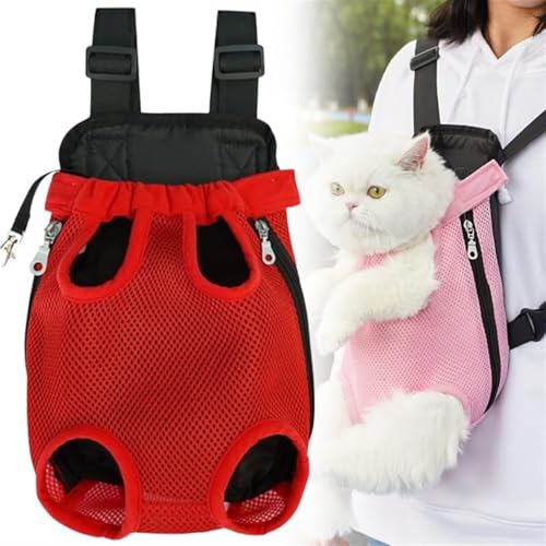 Furry Pawsy-Tragetasche, vordere Brusttasche für Katzen, Rucksack-Tragetasche für kleine Hunde, Sling-Rucksack für Welpentrage, Reisetasche für die vordere Tragetasche, Haustier-Reisetrage(Red,XL) von Sopannoxii