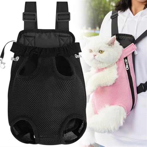 Furry Pawsy-Tragetasche, vordere Brusttasche für Katzen, Rucksack-Tragetasche für kleine Hunde, Sling-Rucksack für Welpentrage, Reisetasche für die vordere Tragetasche, Haustier-Reisetrage(Black,S) von Sopannoxii