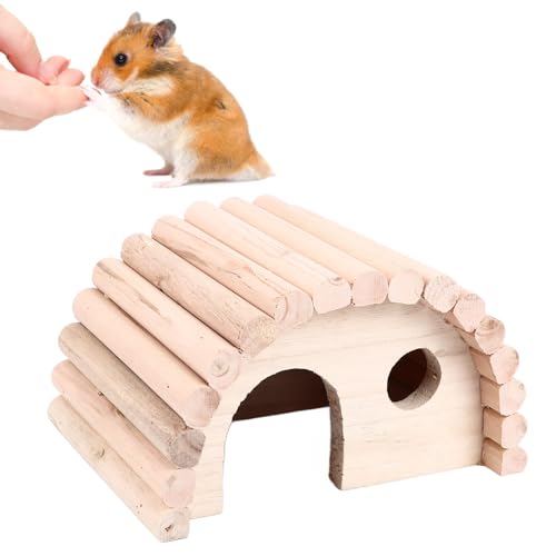 Sorandy Hamster-Holzhaus – Niedliche Bogenform, Warm und Sicher – Handgefertigt aus Naturholz – Ideales Kleintiernest, Ruheplatz, Unterhaltung und Versteck – Leicht zu Reinigen von Sorandy