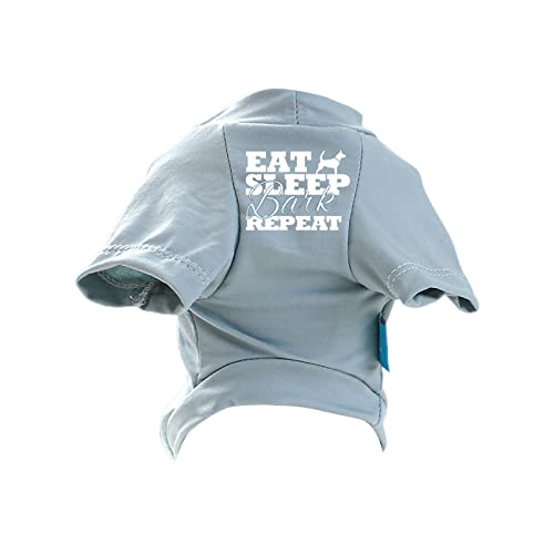 Hundepullover mit lustigem Aufdruck "Eat Sleep Bark- Repeat", grüner Pullover für Welpen, Sommerbekleidung, Hunde-T-Shirts für kleine Hunde von Sorrowso