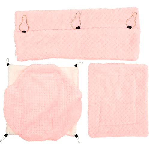 Sosoport 1 Satz Hamster Hängematte Ruhende Haustiermatte Warmer Haustiertunnel Lustige Haustierhängematte Hängematte Für Hamster Haustiertunnel Für Eichhörnchen Welpen-kit Rosa Flanell von Sosoport