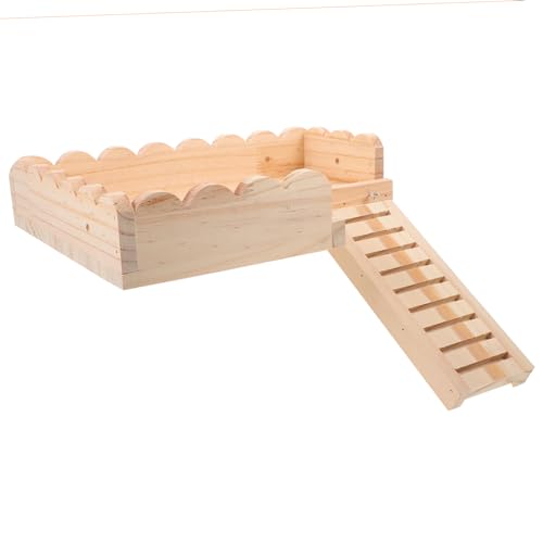 Sosoport 1 Satz Hamster-Holzplattform Hamster Plattform Spielzeug Hamsterplattform mit Hamsterversteck Hamsterkäfige Hamster Spielzeug hamsterspielzeug Hamster-Krabbelleiter Bambus Khaki von Sosoport