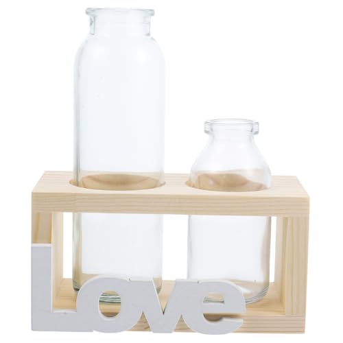 Sosoport 1 Satz Pflanzenterrarium drinnen zimmerpflanzen graceling Wohnaccessoire gartenhaus zubehör glasgefäß Wasservase hydroponische Pflanzvase aus Glas Halter für Luftpflanzen Holz von Sosoport