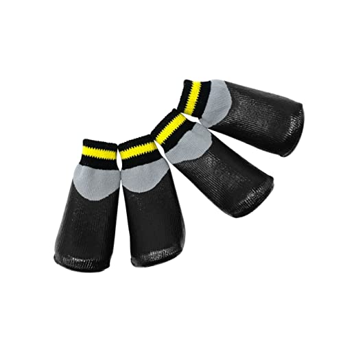 Sosoport Regenstiefeletten Hundeschuhe Socken Hunde - Welpen 4er Set Schwarz Gr. 7 von Sosoport