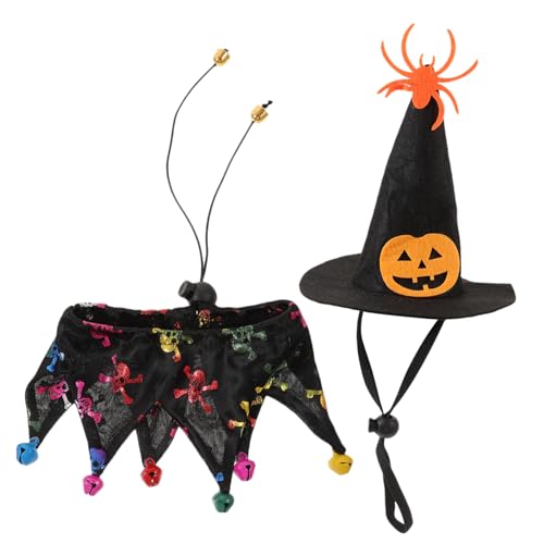 Sosoport 1 Set Halloween Katzenmütze Und Schal Set Halloween Katzenkostüm Katzenhalsband Hut Halloween Party Haustierhalsband Kleines Hundekostüm Katze Halloween Kostüm von Sosoport