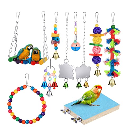 Sosoport 10 Stück Set Papagei Spielzeug Vogel Kauen Abenteuer Schaukel Käfig Zubehör Für Ziervögel Zufällige Farbe von Sosoport