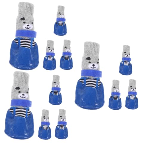 Sosoport 12 STK Haustierschuhe rutschfeste Socken wasserdichte Socken Pfote Hundezubehör Tragbare Socken für Haustiere atmungsaktiv Baumwollsocken Stiefel Haustier socken Schutz Baumwolle von Sosoport