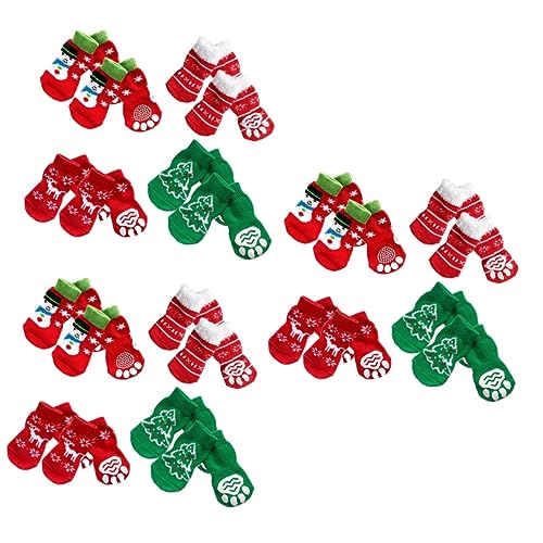 Sosoport 12 Sätze Hundesocken Pfote Indoor-socken Weihnachtshundebekleidungszubehör rutschfeste Socken Strumpffüller Für Welpen Drinnen Hündchen Tabi-socken Sox Weihnachten Weihnachtskatze von Sosoport