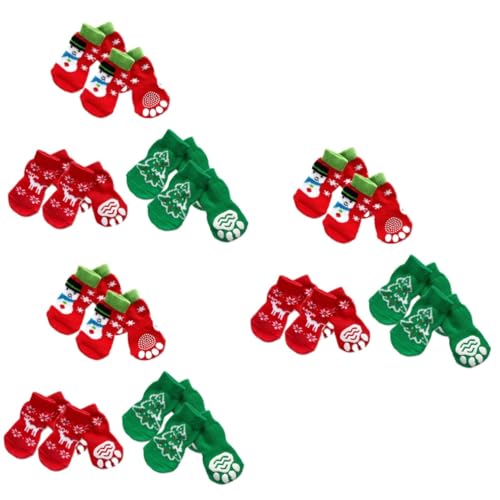 Sosoport 12 Sätze Hundesocken socken mit weihnachtsmotiv baumwollsocken Weihnachtsbrauch Pfotenschutzsocken Welpe Haustier rutschfest Weihnachtssocken Weihnachtskatze Hündchen Kleiner Hund von Sosoport