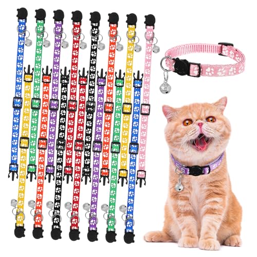 Sosoport 16 STK Katzenhalsband Katzenbälle Mit Glöckchen Im Inneren Katzenhalsbänder Kleines Kätzchenhalsband Mit Glöckchen Abreiß Für Katzenglocken Für Klein PVC von Sosoport