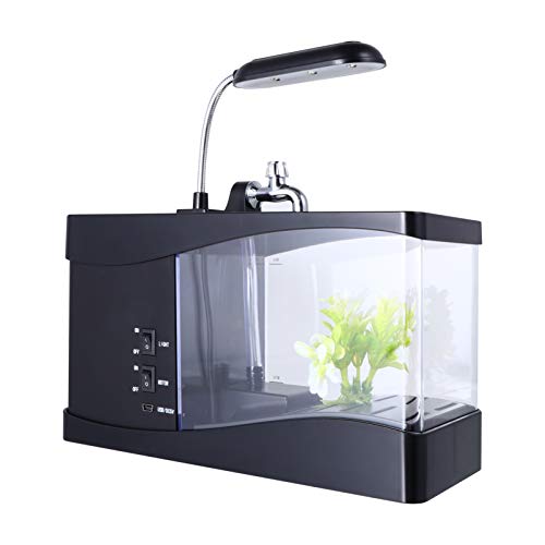 Sosoport 1Stk Desktop-Aquarium-Stifthalter-Uhr Schwimmbad Vakuum Aquascaping USB Stifthalter mit Fischbecken Tischuhr mit Fischbecken Acrylverzierung USB-Wecker Abs Black von Sosoport