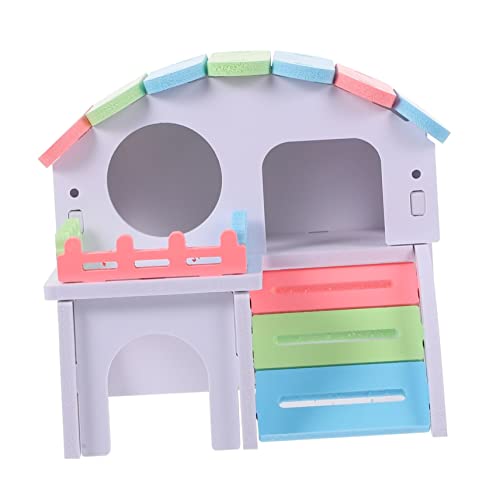 Sosoport 1Stk Hamsterhaus Hamstervilla Rennmaus Haustier Hamsterbett Haustiernest Kauspielzeug Hamster Terrarium Hamster Spielzeug Mini-Hamsterkäfig-Spielzeug Igelhaus hölzern Colorful von Sosoport