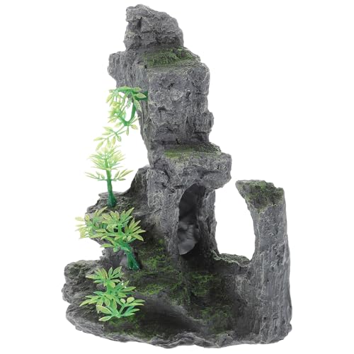 Sosoport 1Stk Landschaftsgestaltung Steingarten Artificial Plant qridor Aquarium Zubehör Aquarium-Felsformation- Aquariumdekorationen falsches Bergdekor Steingartenmodell Harz Green von Sosoport