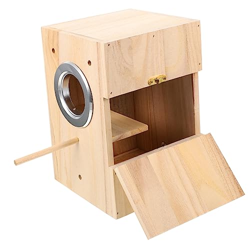 Sosoport 1Stk Vogelzuchtbox Nistkästen Nest Käfig für Nymphensittiche Sittichkäfig Sittichzucht nistkasten für gartenvögel vogelhaus Vogelkäfig aus Holz Vogelnisthalter hölzern Beige von Sosoport