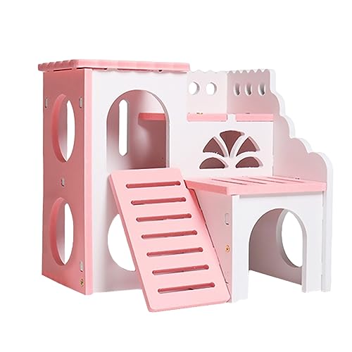 Sosoport 1stk Haustier Kabine Sportspielzeug Hamsterhütte Hamsterspielzeug Haustierhaus Hamsterhauskäfig Baby-häschen-Spielzeug Holzspielzeug Eichhörnchen Hamsternest Rosa Ökologisches Holz von Sosoport