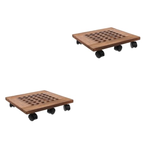 Sosoport 2 STK Blumentopf Tablett Schwerlastwagen bewegliches Blumentopftablett Holztablett Zimmerpflanzentöpfe Pflanzpalette Bodenplatte für Blumentöpfe Rolle Blumentopfständer Anlage von Sosoport