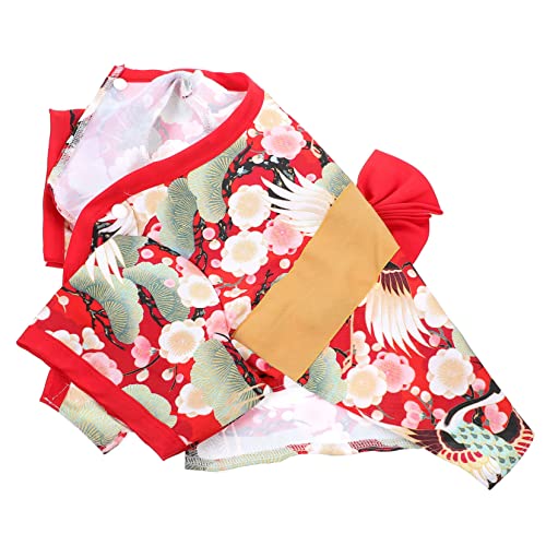 Sosoport 2 STK Kleidung Für Haustiere Mädchen-Outfit Kostüme Für Mädchen Welpenpullover Bowknot-haustierkostüm Haustierzubehör Hunde-Kimono Hunde-Outfit Welpenkleidung Japan Klein Rot Stoff von Sosoport