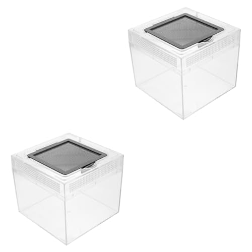 Sosoport 2 Stück Box Transparent Reptilienbox Schnecke Spinne Kakerlakenhalter Terrariumkäfig Vogelspinnen Hamstergehege 4X2X2 Reptiliengehege Reptiliengehege Froschstall von Sosoport