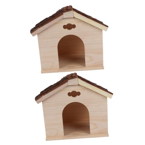 Sosoport 2 Stück Holzhaus Kleintierhäuser Lebensräume Kleintierhaus Hundehütte Outdoor Igel Käfig Zubehör Chinchilla Häuser Katzenhäuser Für Outdoor Katzen Meerschweinchen Hütte von Sosoport