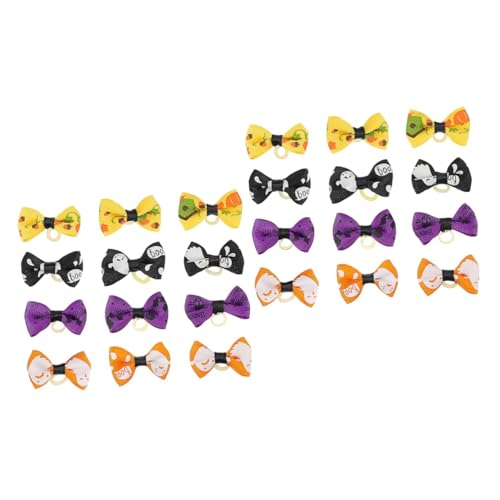 Sosoport Haarspangen 24 STK Kopfbedeckung Für Haustiere Welpe Halloween-hundekopfbedeckung Halloween Hundehaarschleifen Hundehaarbänder Halloween-hundebögen Tiara Ohr Binden Polyester von Sosoport