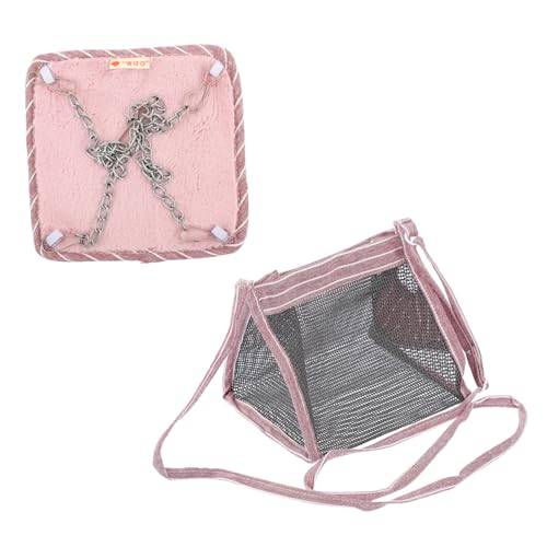 Sosoport 2St Hamster Hängematte Hamster Winterkäfig kleine Reisetasche für Haustiere Mesh-Hamster-Hängematte Frettchen Hängematte Hamstertragetasche Chinchilla-Outdoor-Tasche Stoff Rosa von Sosoport