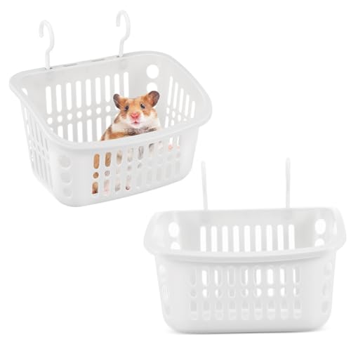 Sosoport 2St Hamster hängender Korb Plüschfigur Spielzeug Hängekörbe für Haustiere Käfige Hamster Schlafplatz Kleintier Schlafplatz plüschtiere wandregal Schlafbetten für Kleintiere pp Weiß von Sosoport