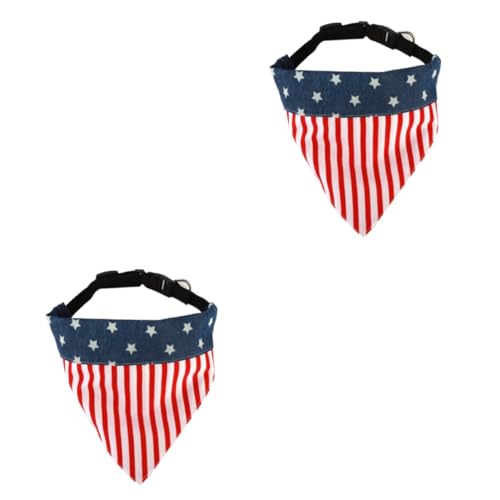 Sosoport 2st Hundehalsband Hund Halstuch Amerikanische Flagge Sterndekor Welpen-Bandana Kleines Hundehalstuch Haustierbandanas Zum Unabhängigkeitstag Amerika-Flagge Hündchen Dreieck von Sosoport