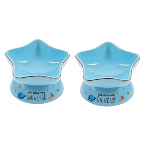 Sosoport 2St Katzenschüssel aus Keramik pet Water Bowl katzenfutter schüssel geneigter Futternapf Kätzchen-Feeder Katzennapf Hundenäpfe Haustiernapf Katze Kätzchen Schüssel Sky-Blue von Sosoport