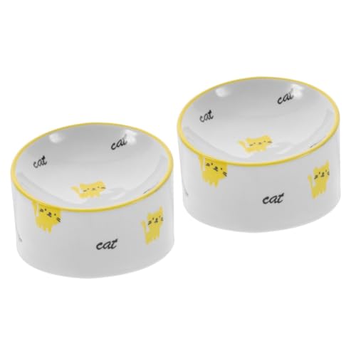 Sosoport 2St Neigbarer Katzennapf aus Keramik entzückender Haustiernapf schöner Katzennapf Haustier doppelt pet Water Bowl pet Bowl entzückender Futternapf Bodennapf für Haustiere Yellow von Sosoport