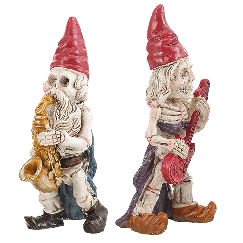 Sosoport 2 Stücke GNOME Statue für Aquarium Leichte Harz Skeleton GNOME Aquatische Garten Dekorationen Schädel von Sosoport