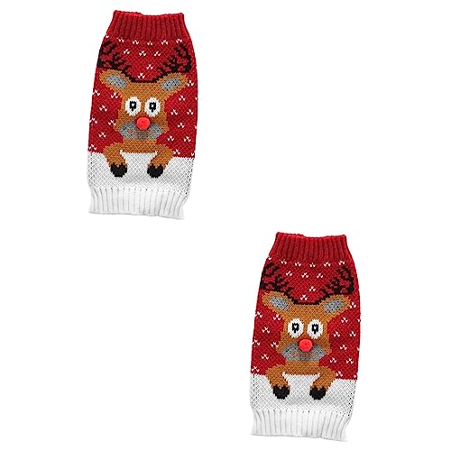 Sosoport 2St Party-Hundetuch weihnachtskostüm Hunde Dog Christmas Sweater Kleiner Hundepullover Weihnachtswelpenmantel Kinderpyjamas Nachthemd Hundekleidung Haustier-Partykostüm Elch Shirt von Sosoport