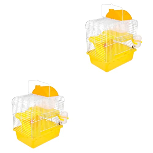 Sosoport 2st Hamsterkäfig Hamsterschloss Rattenkäfig Tierisches Spielzeug Rattenhütte Dekoratives Hamsterhaus Kleine Haustierhütte Hamsterhütte Chinchillakäfig Hamstervilla Orange Plastik von Sosoport