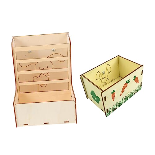 Sosoport 2pcs Holz Lebensmittel Feeder Heu Dispenser für Kaninchen Guinea Tablett Robust Stabile Feeder von Sosoport