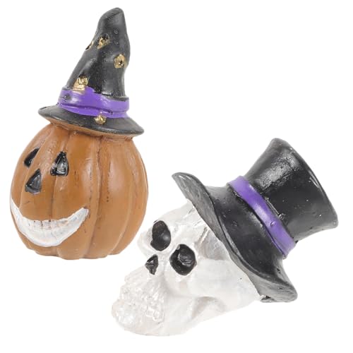 Sosoport 2st -kürbis-Ornament Aquariumdekoration Fischversteck Halloween-Kuchen-Topper Halloween-kürbisfiguren Kürbis-Aquarium-Dekorationen Mikrogarten-Halloween-spielset Harz von Sosoport