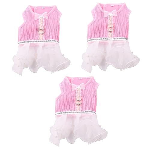 Sosoport 3 STK Haustiermantel Hundeprinzessin-Shirt Heimtierbedarf Mantelkleid Haustier Geschirr Hemdkleider Tutu-Kleid Für Hunde Formelle Kleidung Für Mädchen Haustier Katze Rosa Seil von Sosoport