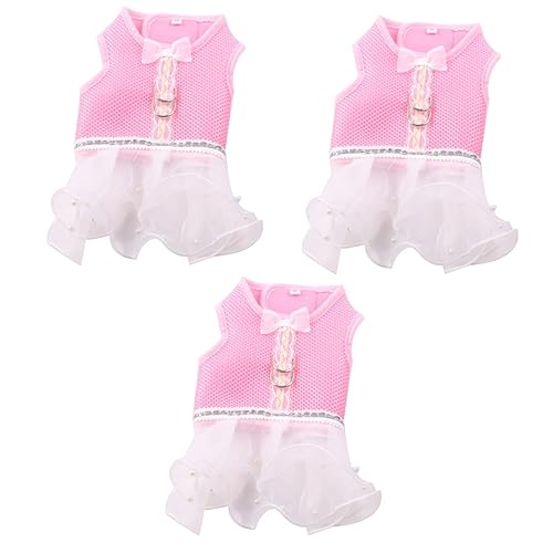 Sosoport 3 STK Hundekleidung Haustier Hundegeschirr Kleid Hundekostüme Für Hunde Welpe Tutu-Rock Kleider Hauskatze Kleid Hundebekleidung Kleidung Gaze Röcke Rosa Weste Thermisches Tuch von Sosoport