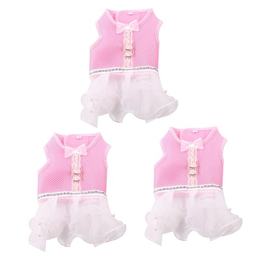 Sosoport 3 STK Haustiermantel Hundegeschirr Aus Mesh Kleines Hundekleid Mantelkleid Hundekleidung Spitzenkleid ädchenkleid Heimtierbedarf Welpe Tutu-Rock Haustierzubehör Rosa Weste von Sosoport