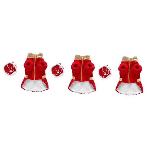 Sosoport 3 STK Kleidung Für Haustiere Hundekleidung Weihnachtskatze Kostü Kochkostü Für Hunde Weihnachtskatzenkleid Weihnachtshundekostü Kleider Rot Acryl Weihnachten Haustierzubehör von Sosoport