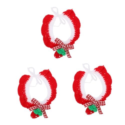 Sosoport 3 STK gestricktes Katzenhalsband Verstellbares Haustierhalsband Haustier vorhanden Christmas Party weihnachtsparty Halsketten eine Halskette Haustierhalsbänder aus Wolle niedlich von Sosoport