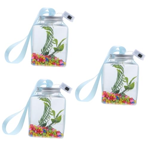 Sosoport 3 Sätze Bruchsicheres Goldfischbecken Tischfischbecken Büro-Aquarium Betta-Fisch-Aquarium Kämpfendes Aquarium -Aquarium Aquarium Licht Dekoratives Aquarium Fischglas Abs von Sosoport