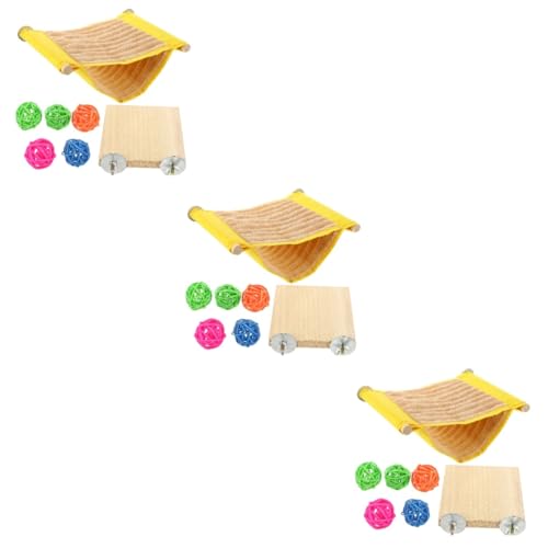 Sosoport 3 Sätze Hamster Warme Hängematte Hasen-kauball Ruhehängematte Für Haustiere Hamsterbrücke Meerschweinchen-Nest Ruhehängematte Für Vier Jahreszeiten Vogelhaus Vogel Stehen Hölzern von Sosoport