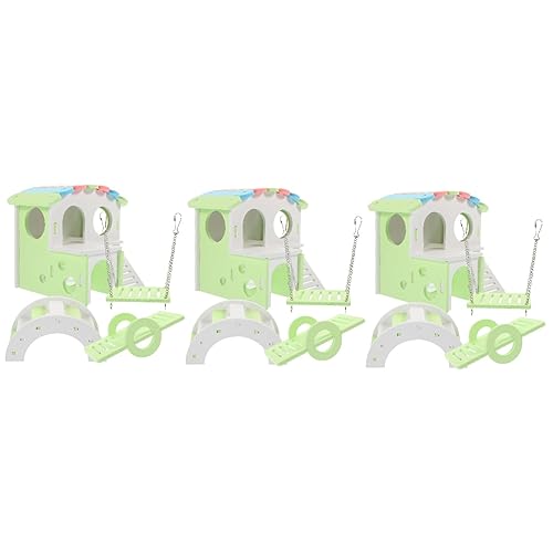 Sosoport 3 Sätze Hamsterzimmer hamsterhaus Hamster brücke Hamster Käfighaus Hamster Käfigzubehör Hamsterspielzeug Hamster Unterschlupf Leiterhaus für Hamster Hamsterversteck PVC Light Green von Sosoport