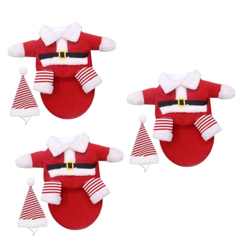 Sosoport 3 Sätze Haustier Hund Weihnachten Zweibeiner Kleidungsset Disfraces para Perros Hund Lustiges Kostü Halloween Kostü Plüsch Hundekleidung Hündchen Kapuzenpullover Hund von Sosoport