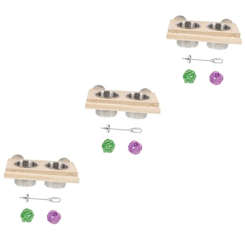 Sosoport 3 Sätze Papagei Vogelfütterung Vögel Wasserbecher Futterhalter Für Vögel Papageien-futterstation Für Haustiere Futterstelle Für Papageien Papageien-fütterungsbecher Hölzern von Sosoport