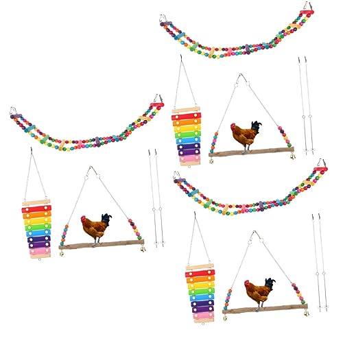 Sosoport 3 Sätze Papageienfutter-Set Spielzeug für Vögel Küken füttern Huhn Vogelzubehör holzspielzeug holzspielsachen Spielzeug für Papageienkäfige Hahn und Henne Spielzeug Legierung von Sosoport