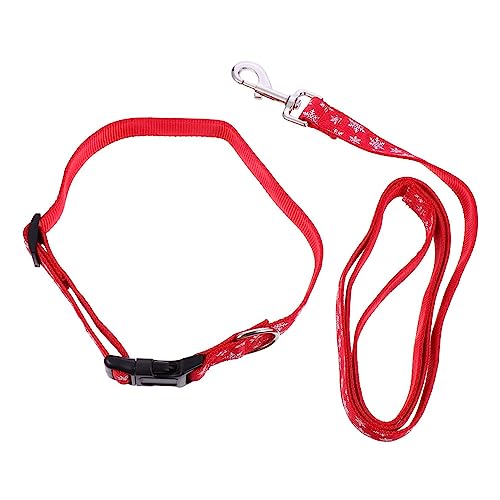 Sosoport 3 Sätze Schneeflocke Leine verstellbares Haustierhalsband aus Nylon Haustierhalsband mit Leine Hunde weihnachtshalsband Hunde Weihnachtskragen laufgürtel Hundehalsband und Seil rot von Sosoport