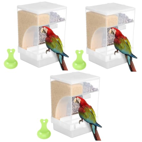 Sosoport 3 Sets Papageien Vogelfutterspender Löffel Vogelfutterspender Sittich Futternapf Sittich Futterspender Sittich Futterhalter Automatischer Haustier Futterspender von Sosoport