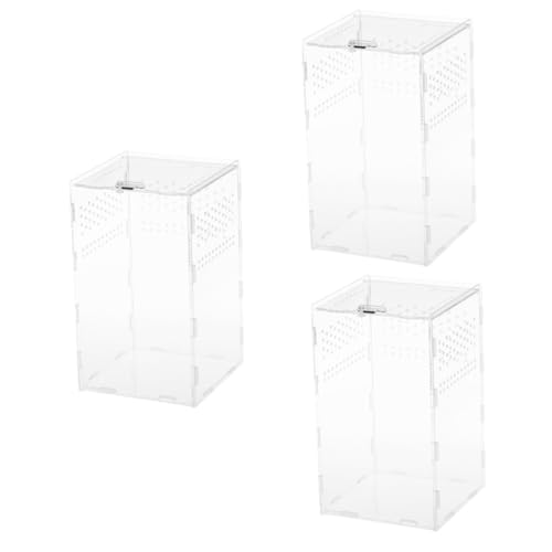 Sosoport 3 Sets Transparente Futterbox Vogelspinne Gehege Kleines Terrarium Mikro Terrarien Reptilien Haustierbehälter Transparente Reptilien Aufbewahrungshalter Einsiedlerkrebs von Sosoport