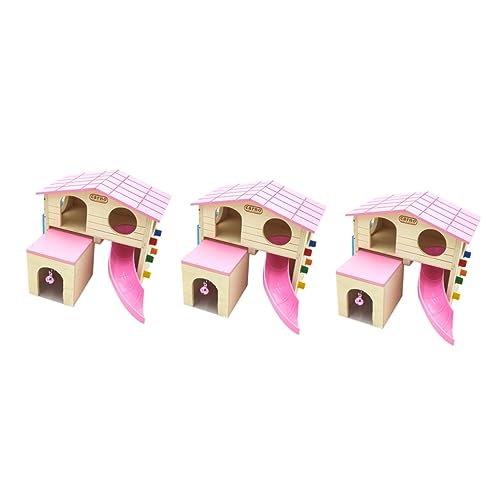 Sosoport 3 Teiliges Set Aus Holz Für Hamsterhütten Winziges Hamsterhaus Spielplatz Meerschweinchenversteck Kleintierversteck Meerschweinchenzubehör Meerschweinchenspielzeug von Sosoport